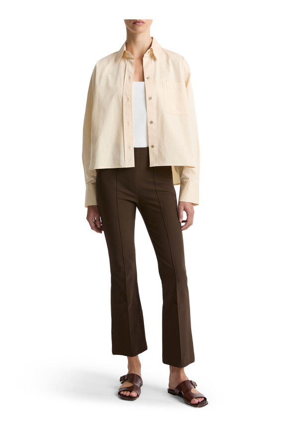 Vince Niki Willow Brown Mid-Rise Pintuck Crop Flare Pant - view 2