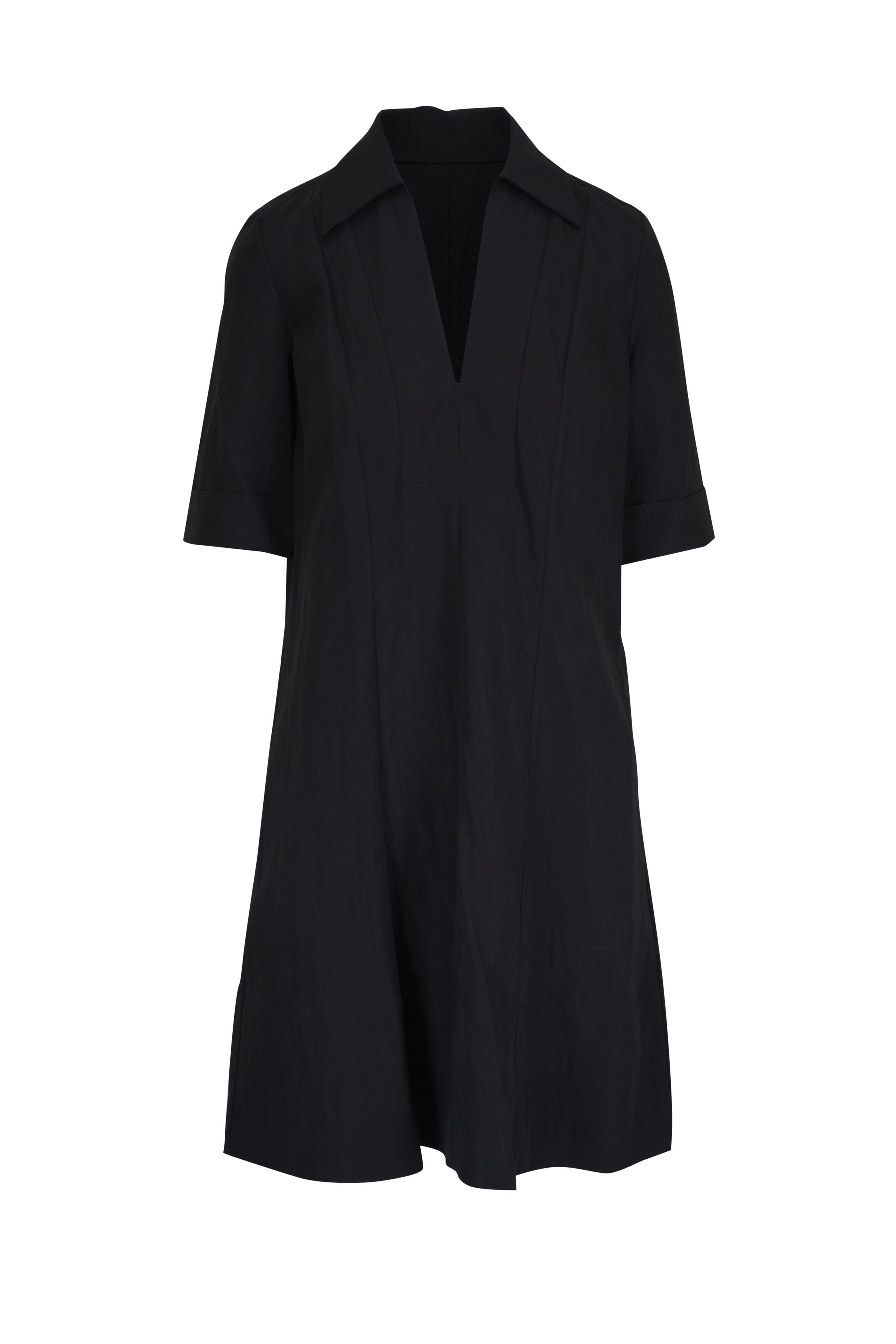 Vince - Black Short Sleeve A-Line Mini Dress