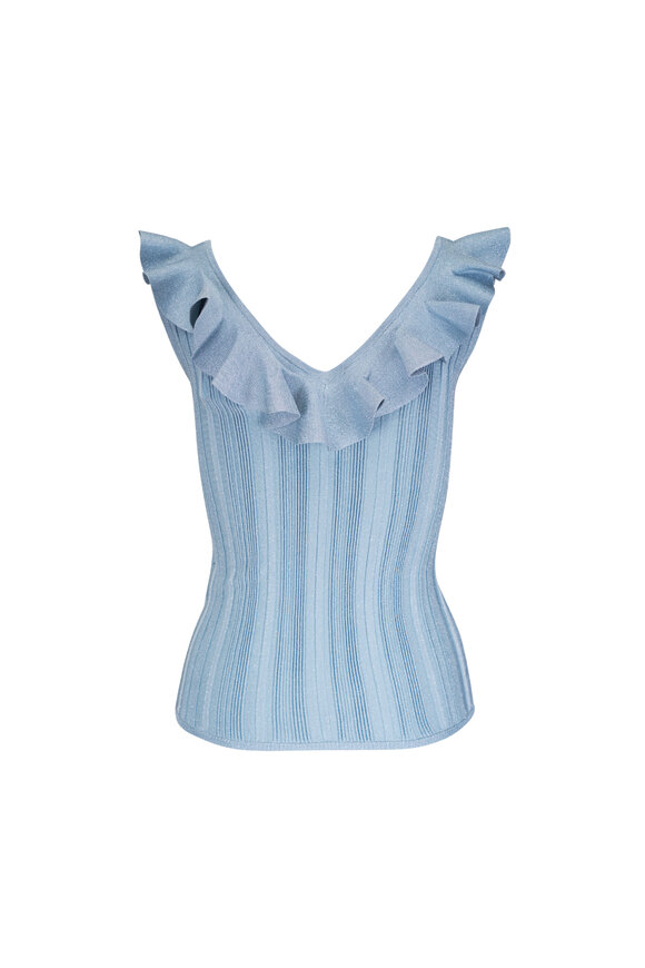 Zimmermann Aster Metallic Blue Frill Top - view 2