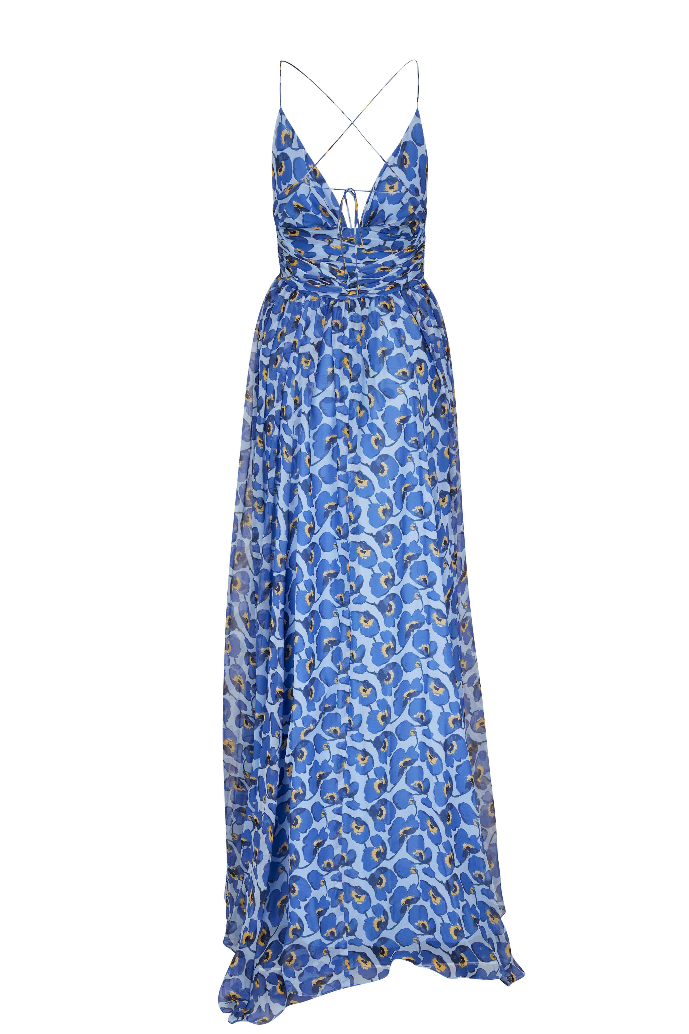 Carolina Herrera Floral Spaghetti Strap Gown With Cape 2312