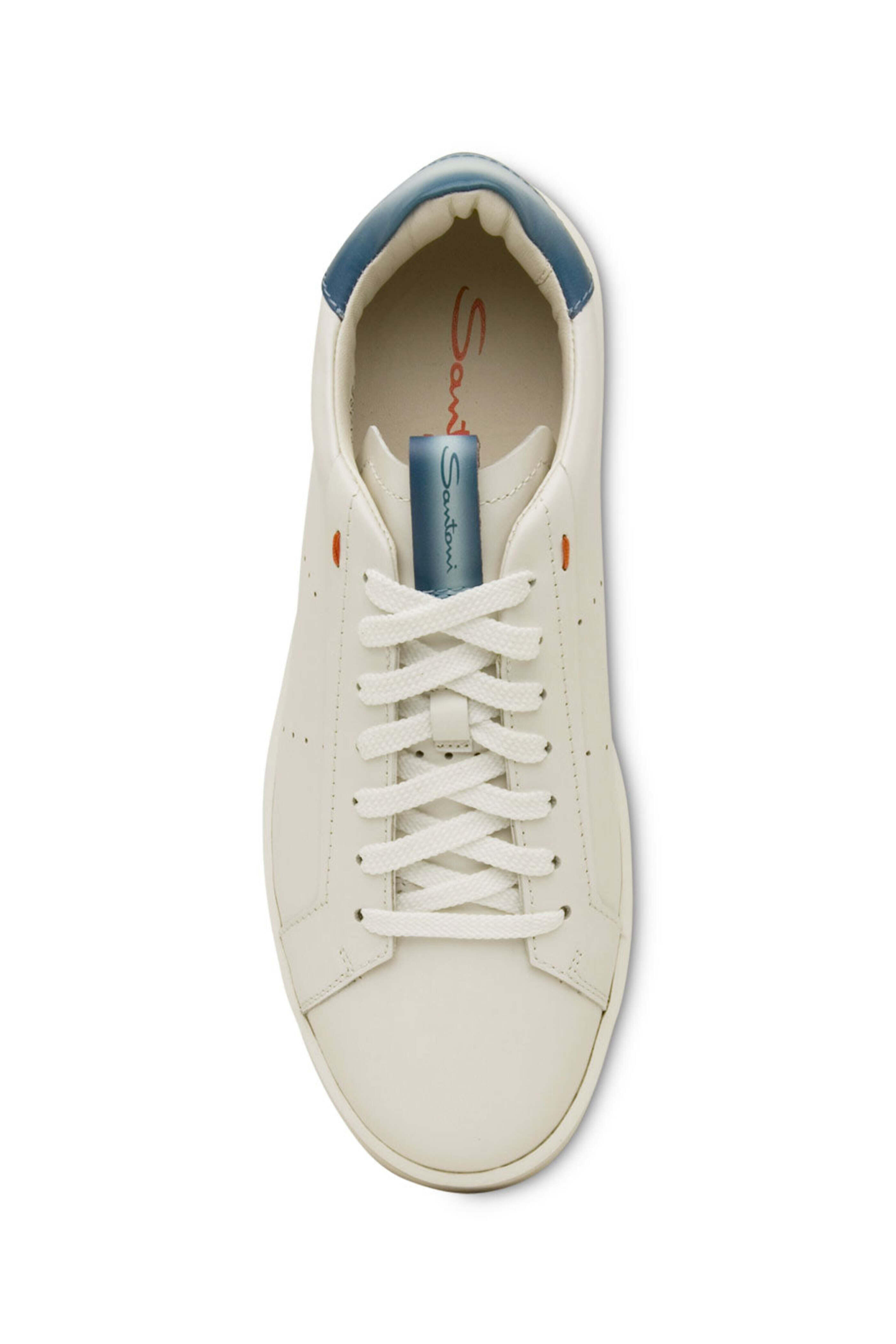 Santoni - Colorblock Leather Sneaker in White and Blue