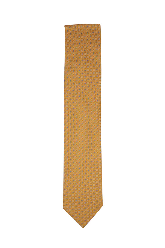 Eton - Yellow Geometric Print Silk Necktie