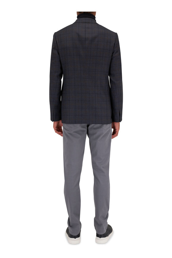 Zegna - Navy Blue Wool Windowpane Sportcoat 