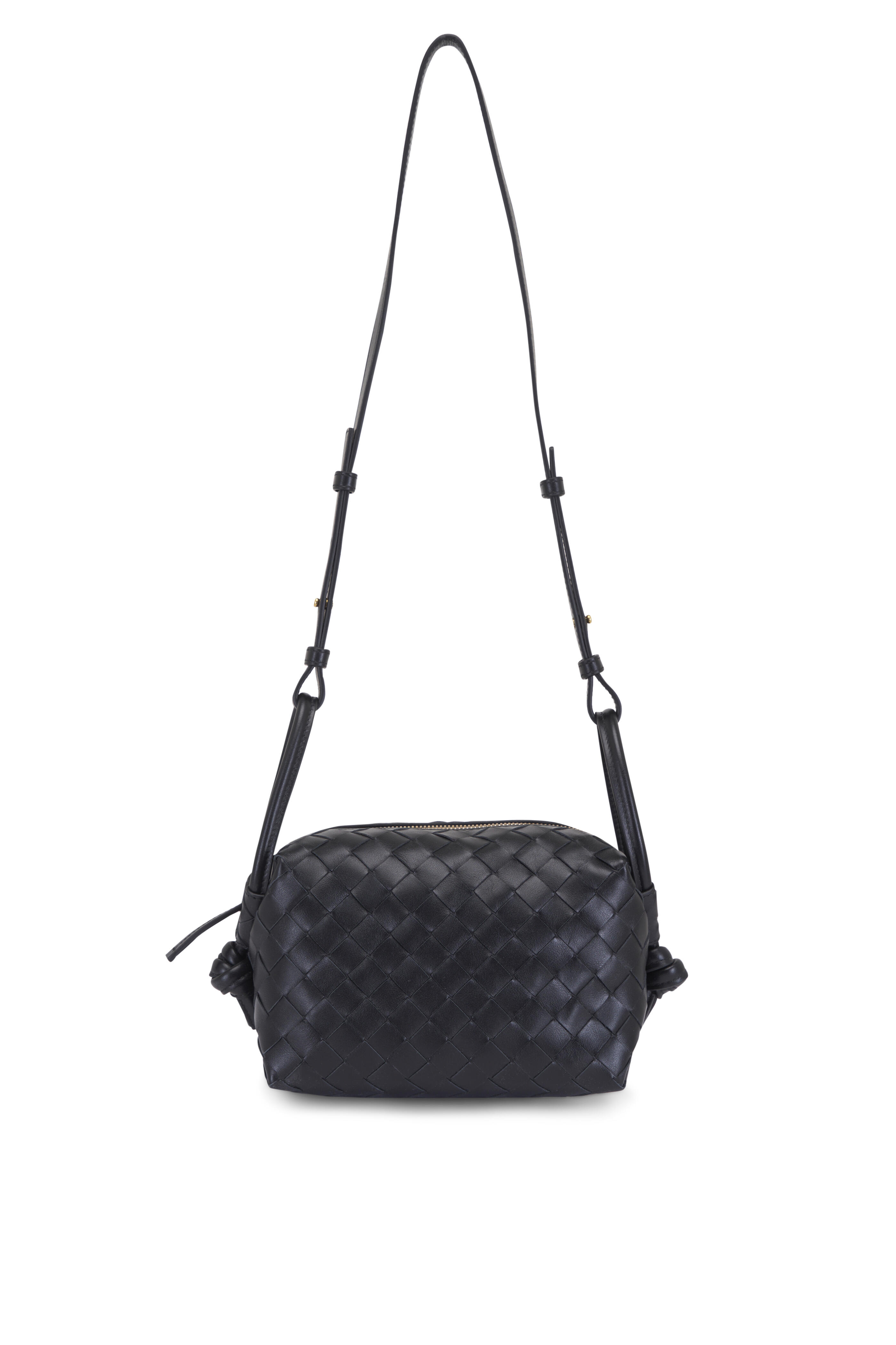 Bottega Veneta - Small Top Handle Loop Black Woven Leather Bag