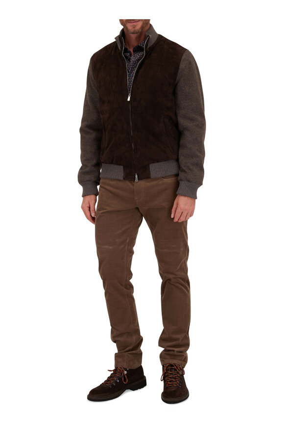 Mandelli - Dark Brown Suede & Cashmere Bomber