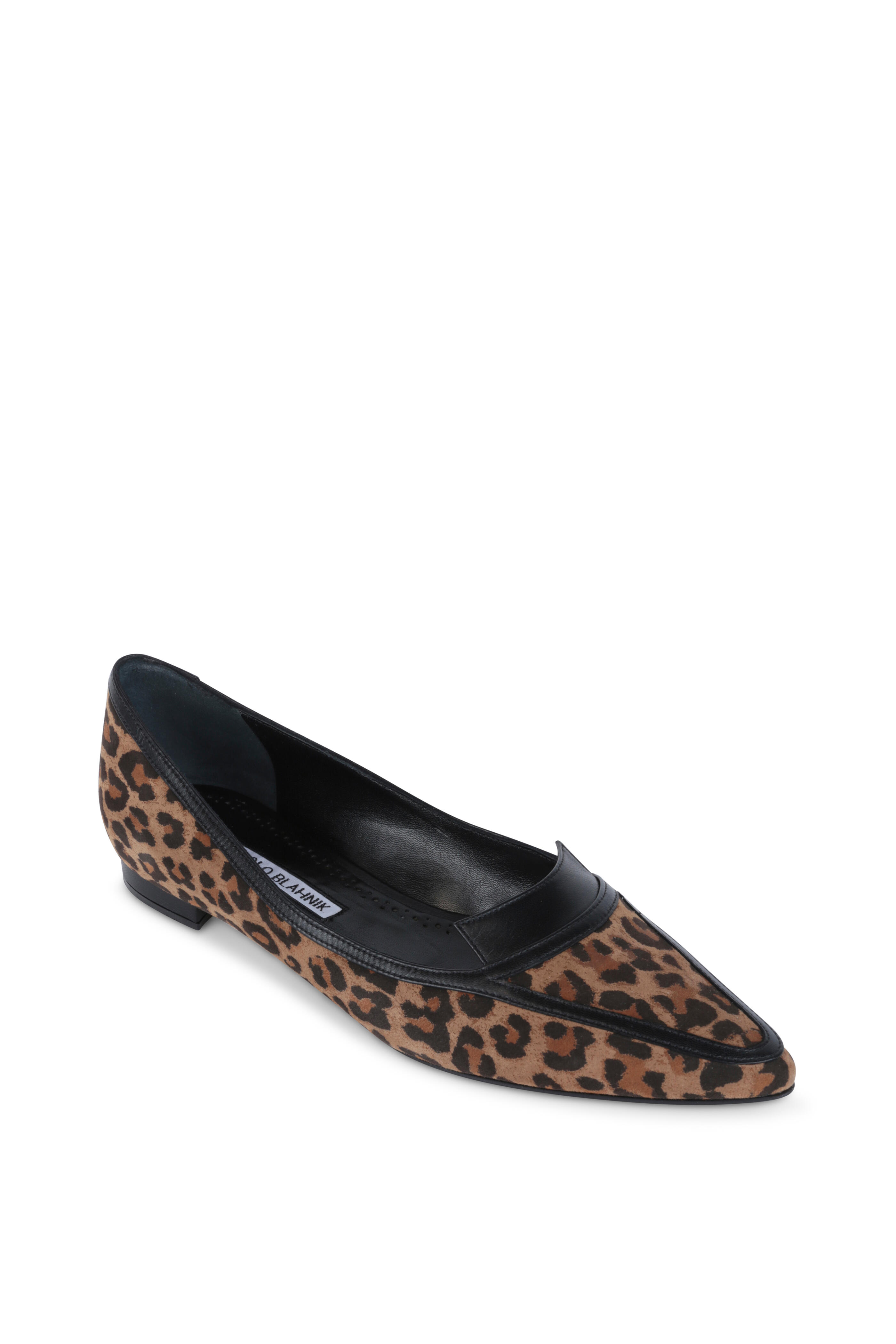 Manolo Blahnik - Hoggy Brown Leopard Suede Flat | Mitchell