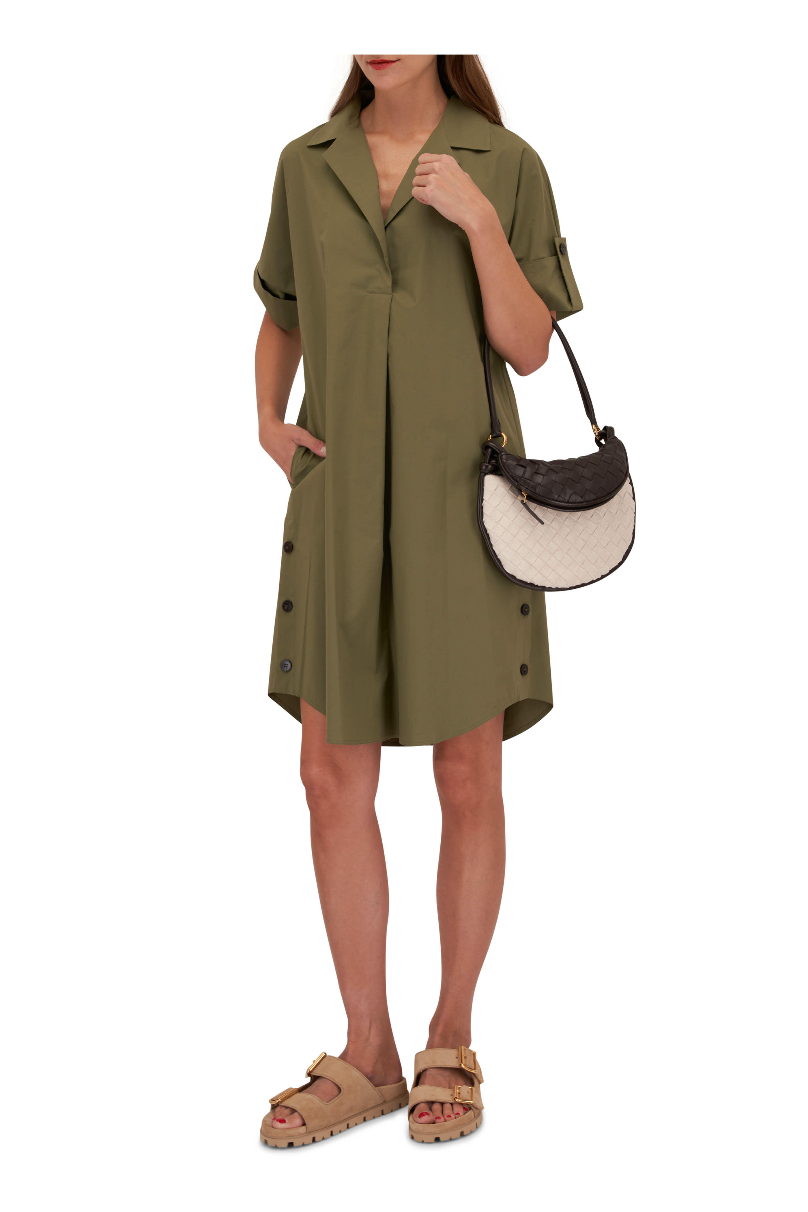 Antonelli - Michela Olive Green Shirtdress | Mitchell Stores