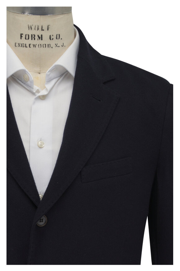 Loro Piana Navy Silk & Cashmere Sweater Jacket - view 1