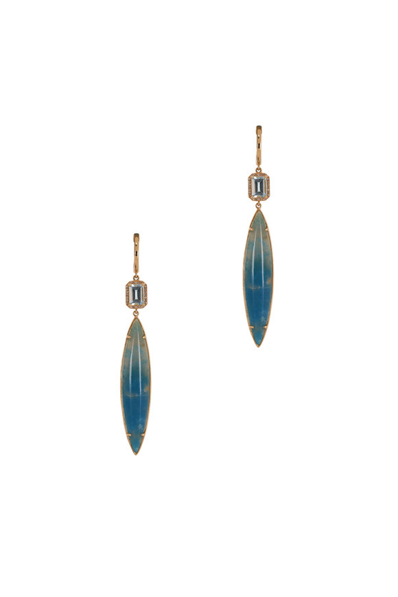 Kai Linz 18K Aquamarine & Diamond Drop Earrings