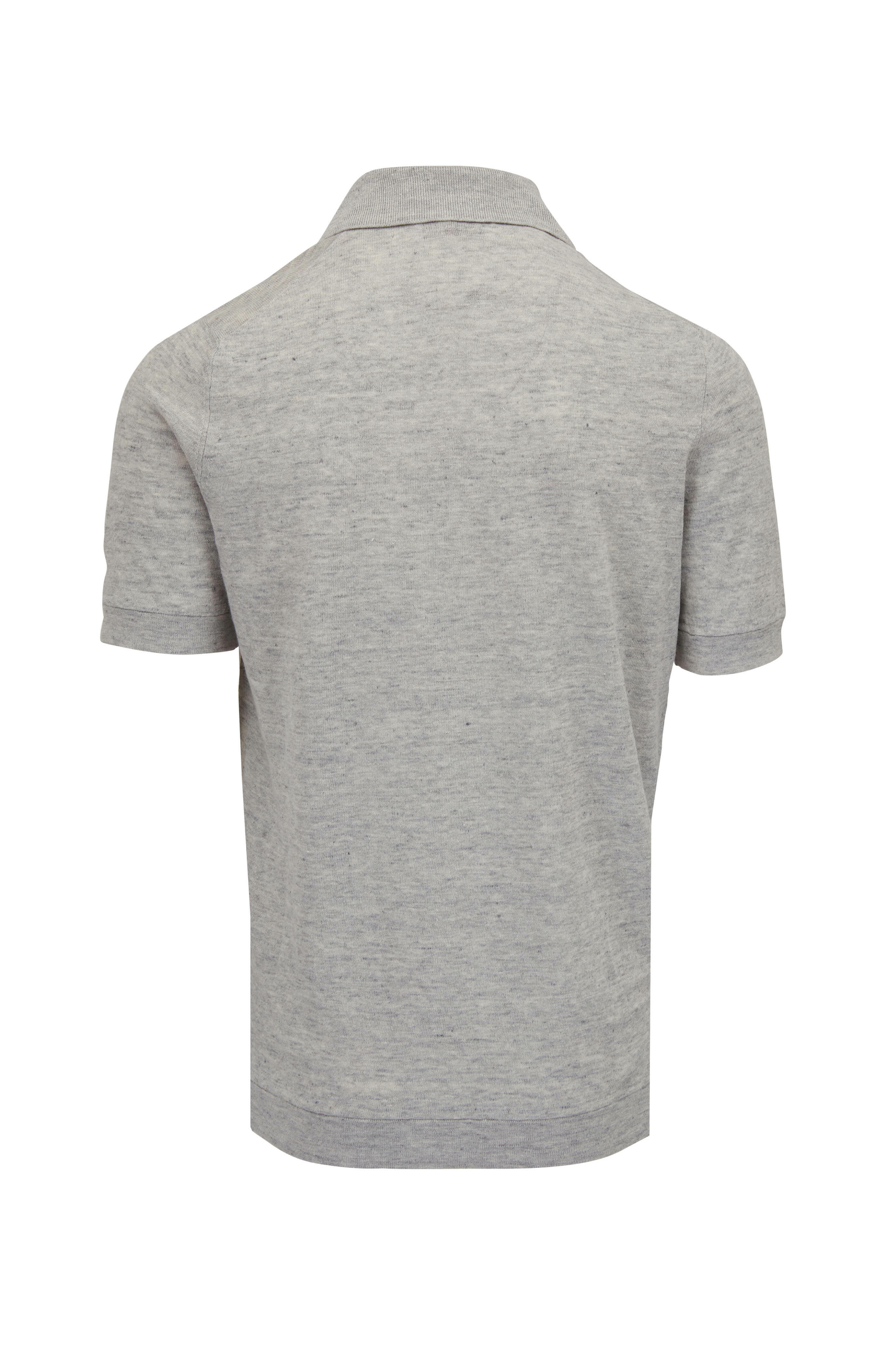 Brunello Cucinelli - Light Gray Linen & Cotton Polo