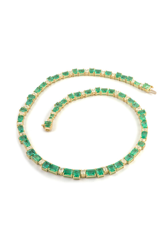 Sylva & Cie - Mozambique Emerald & Diamond Riviera Necklace