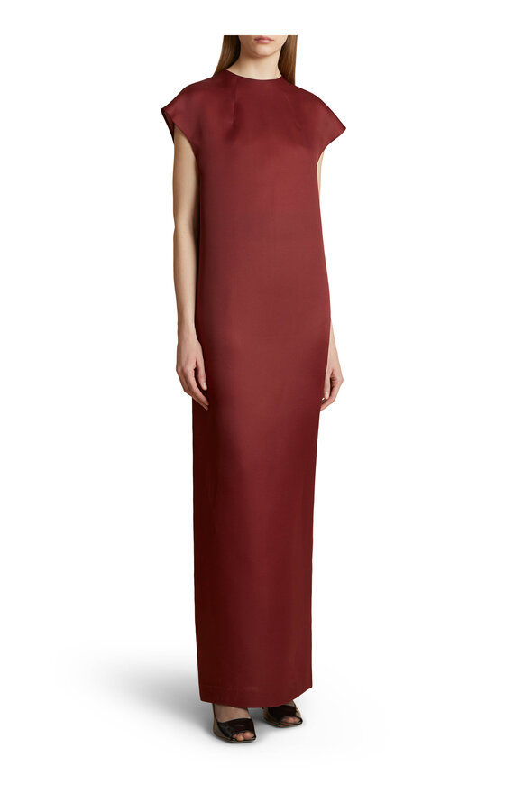 Khaite - Lohan Oxblood Silk Maxi Dress