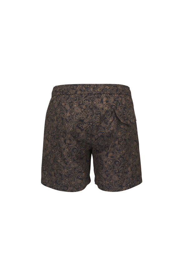 Moncler Dark Green Brown Print Swim Trunks - view 3