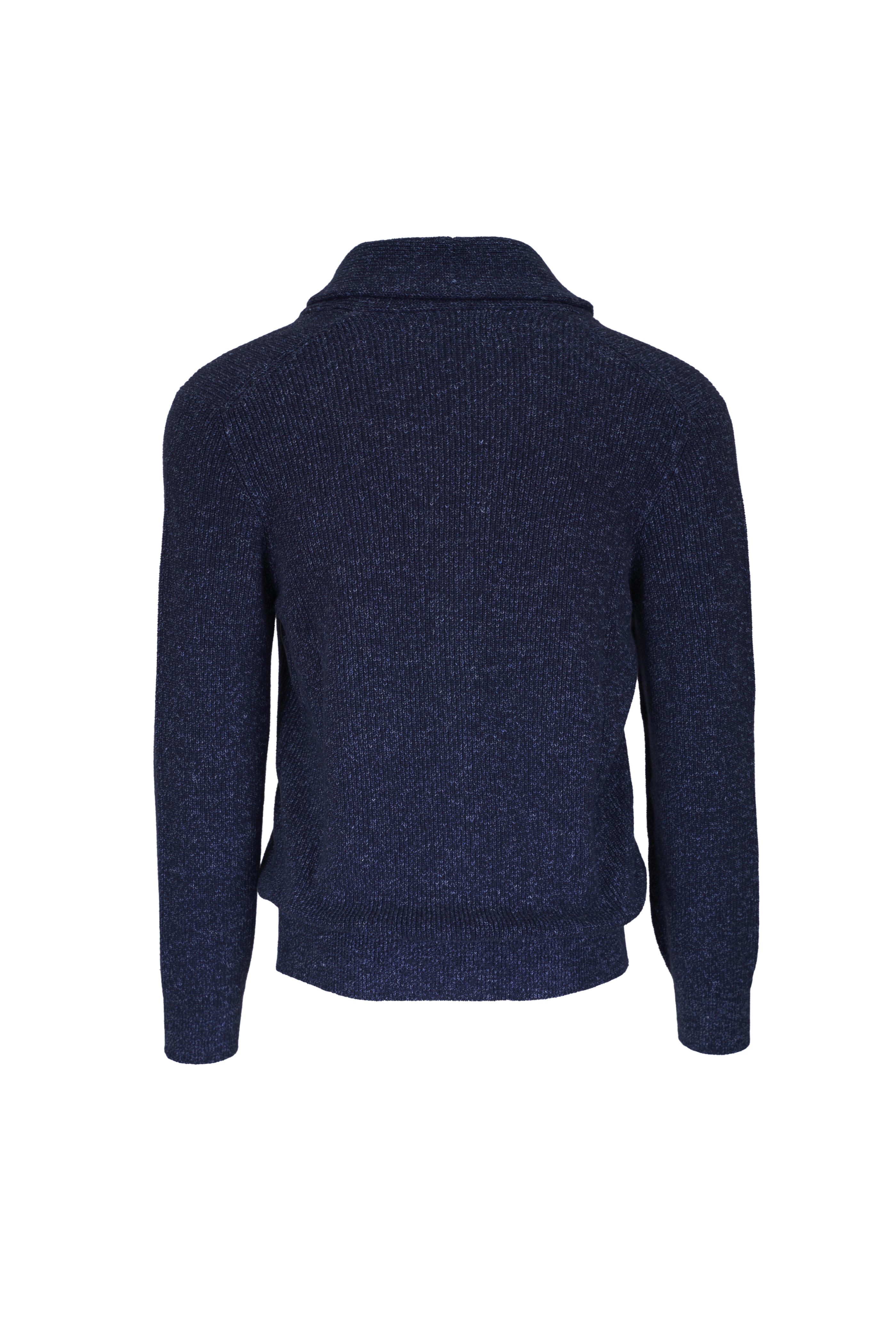 Brunello Cucinelli - Navy Blue Marled Cardigan | Mitchell Stores