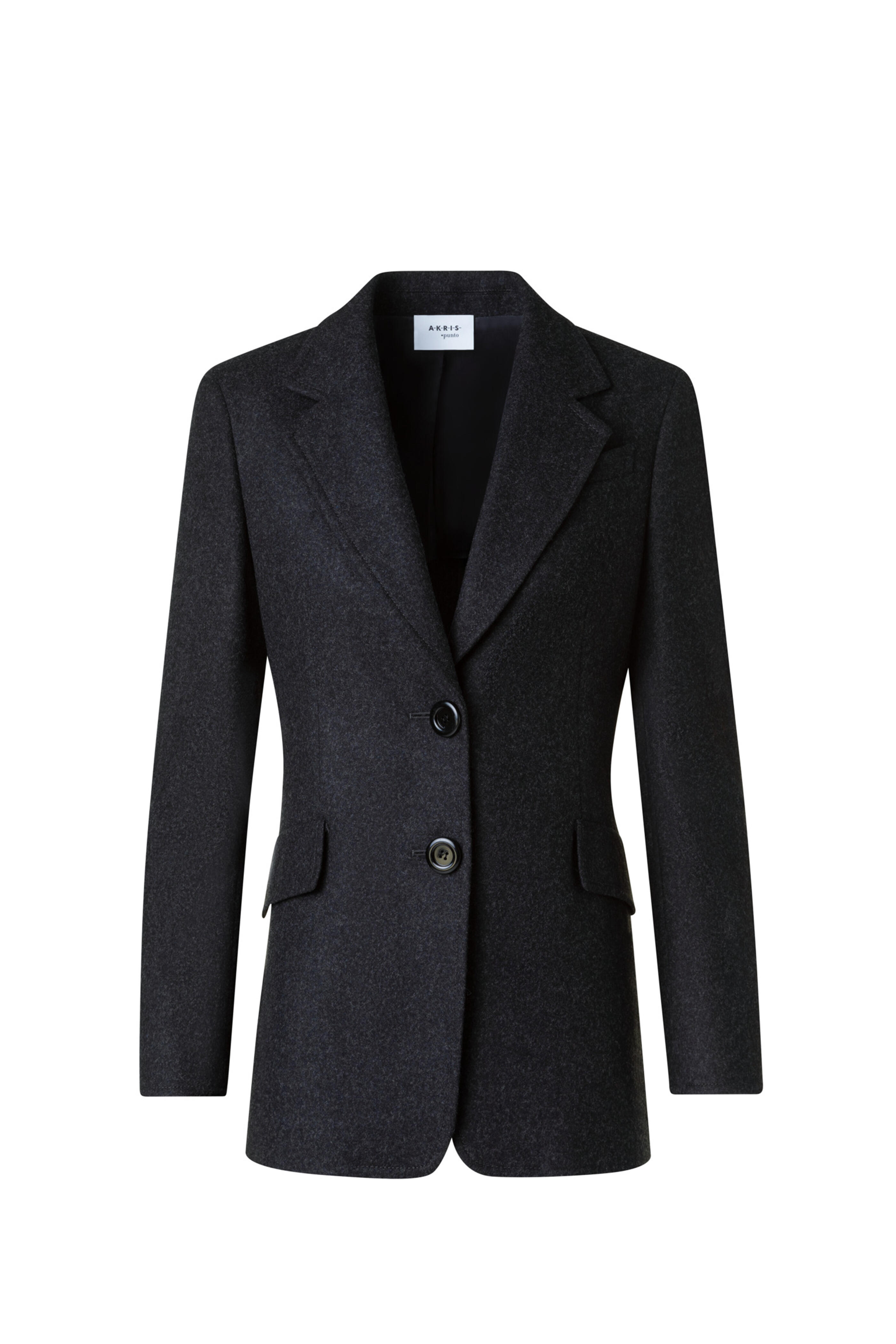 Akris Punto - Boyfriend Charcoal Gray Heavy Wool Flannel Blazer Akris Punto - Boyfriend Charcoal Gray Heavy Wool Flannel Blazer