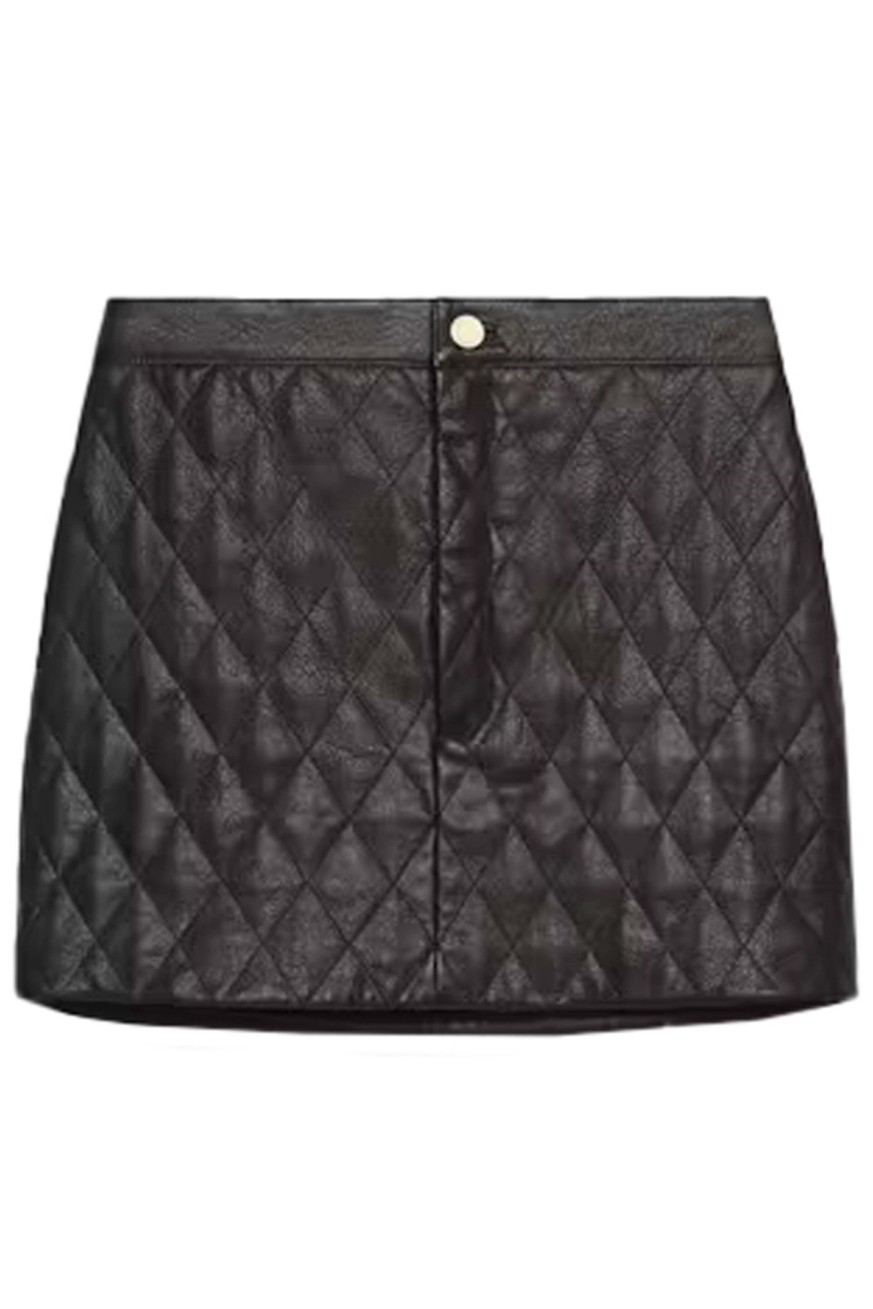 Frame - Black Quilted Leather Skirt