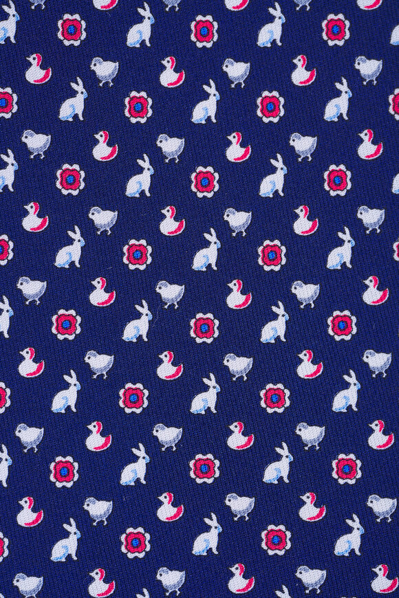 Ferragamo Navy Spring Print Silk Necktie - view 2