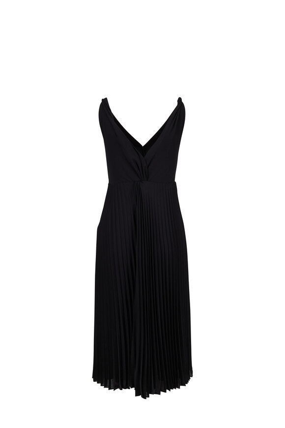 Vince - Black Pleated Twist Front Dress