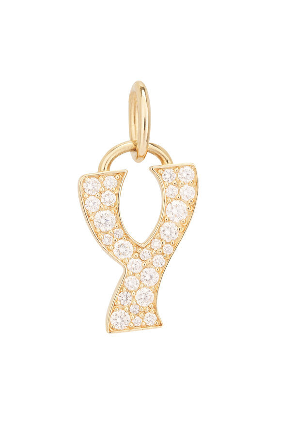 Marlo Laz 14k Yellow Gold Pave Initial "Y" Charm - view 1