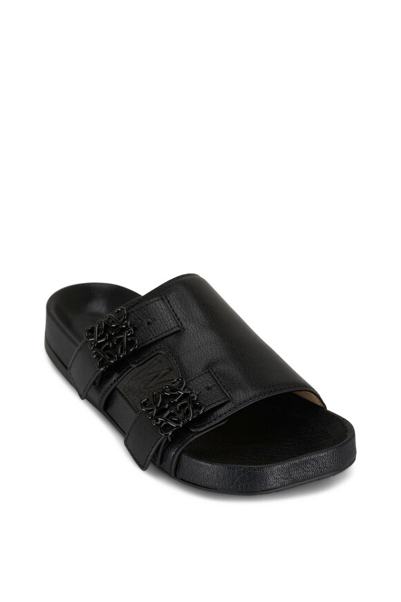 Loewe Black Ease Leather Slide Sandal