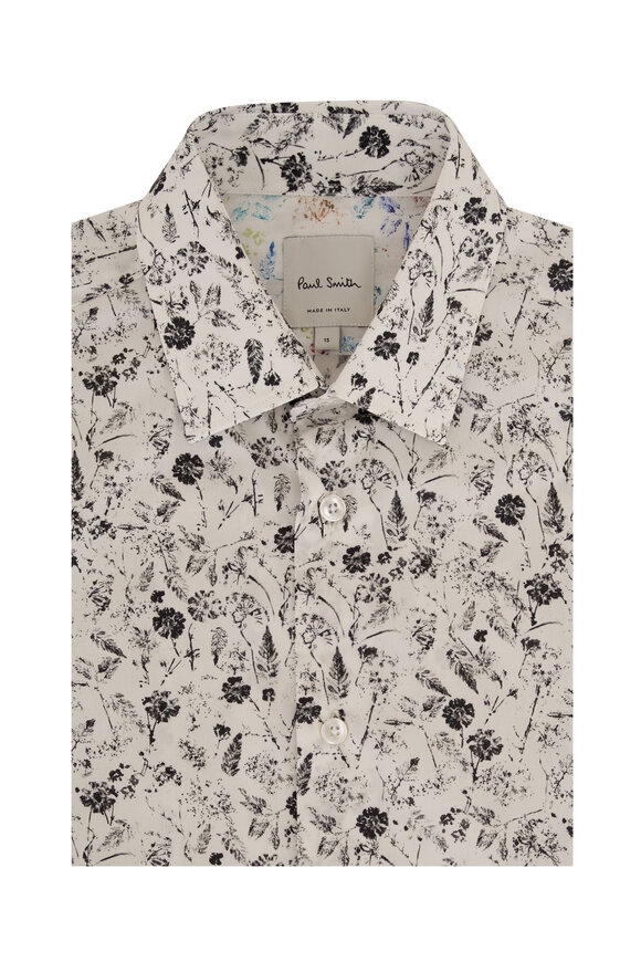 Paul Smith - Black & White Floral Print Dress Shirt 