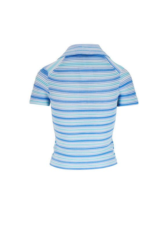 Simkhai Paxton Periwinkle Multi Stripe Knit Polo - view 3