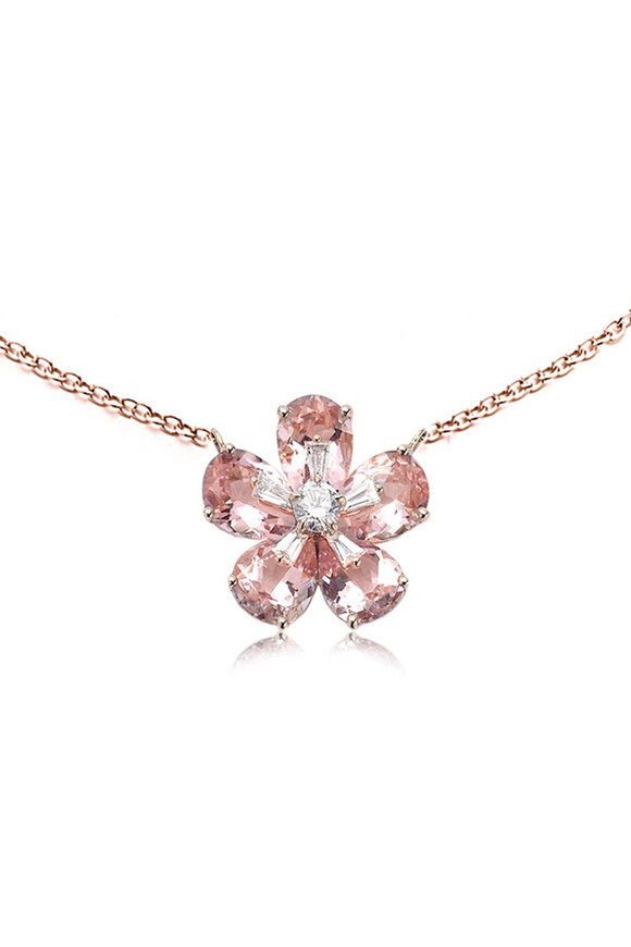 Nam Cho - Georgian Morganite Rose Pendant Necklace