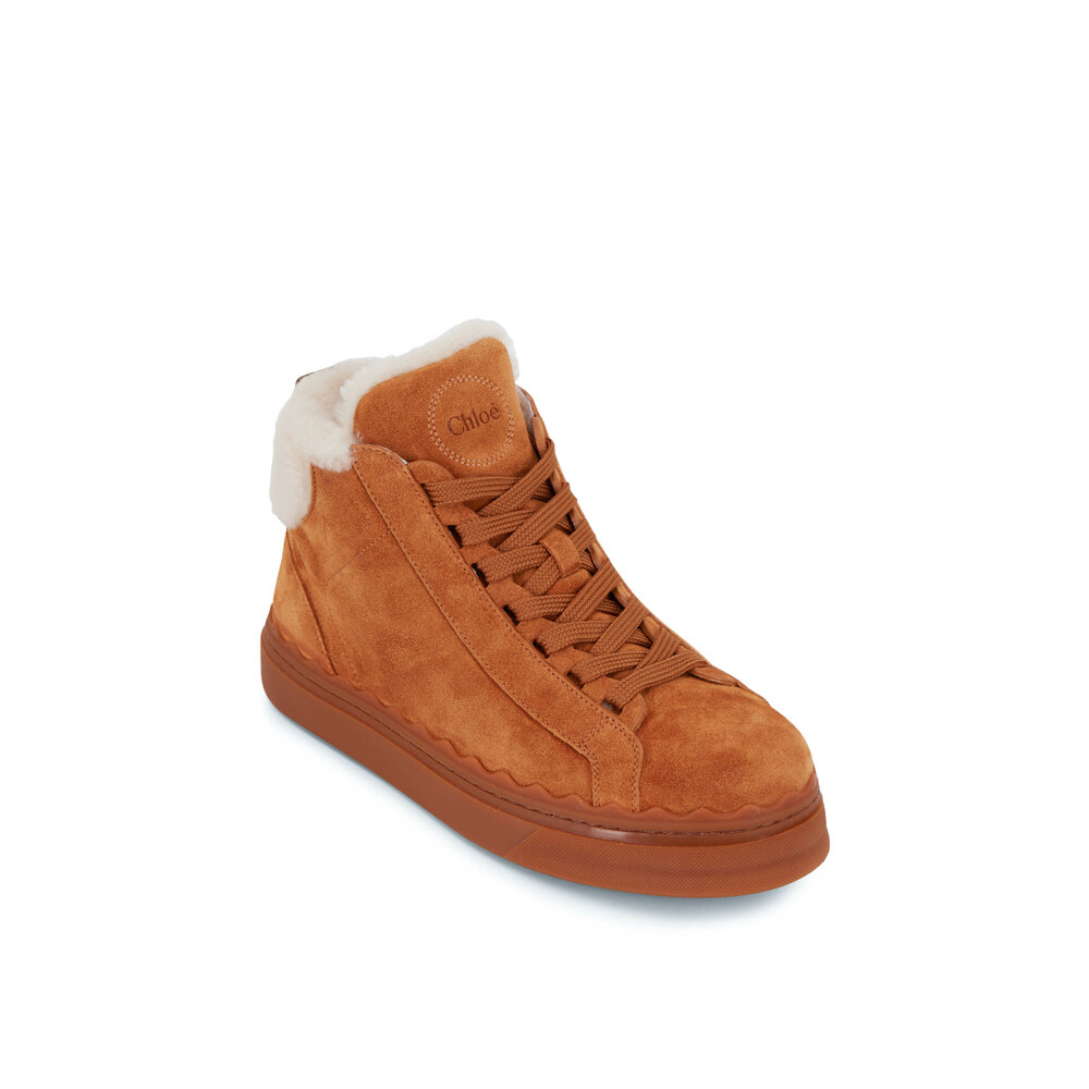Chloé Lauren Shearling Lined Suede Sneakers Mitchell Stores