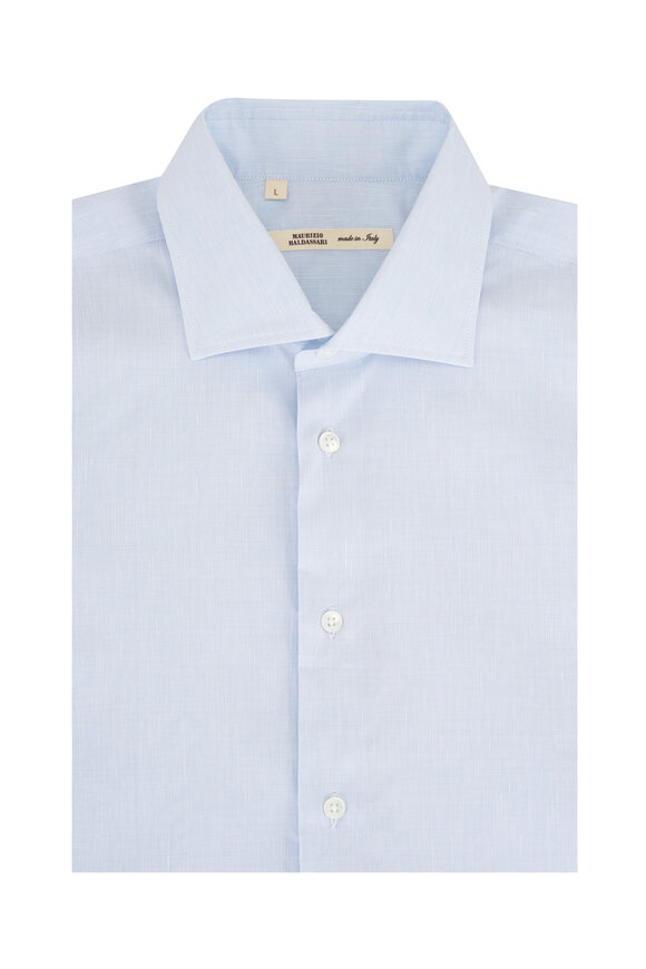 Maurizio Baldassari Light Blue Cotton & Linen Sport Shirt