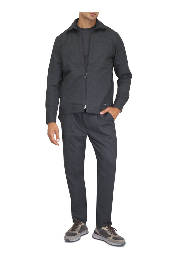 WAHTS Anthracite Soft Wool Pleated Comfort Chino - view 2