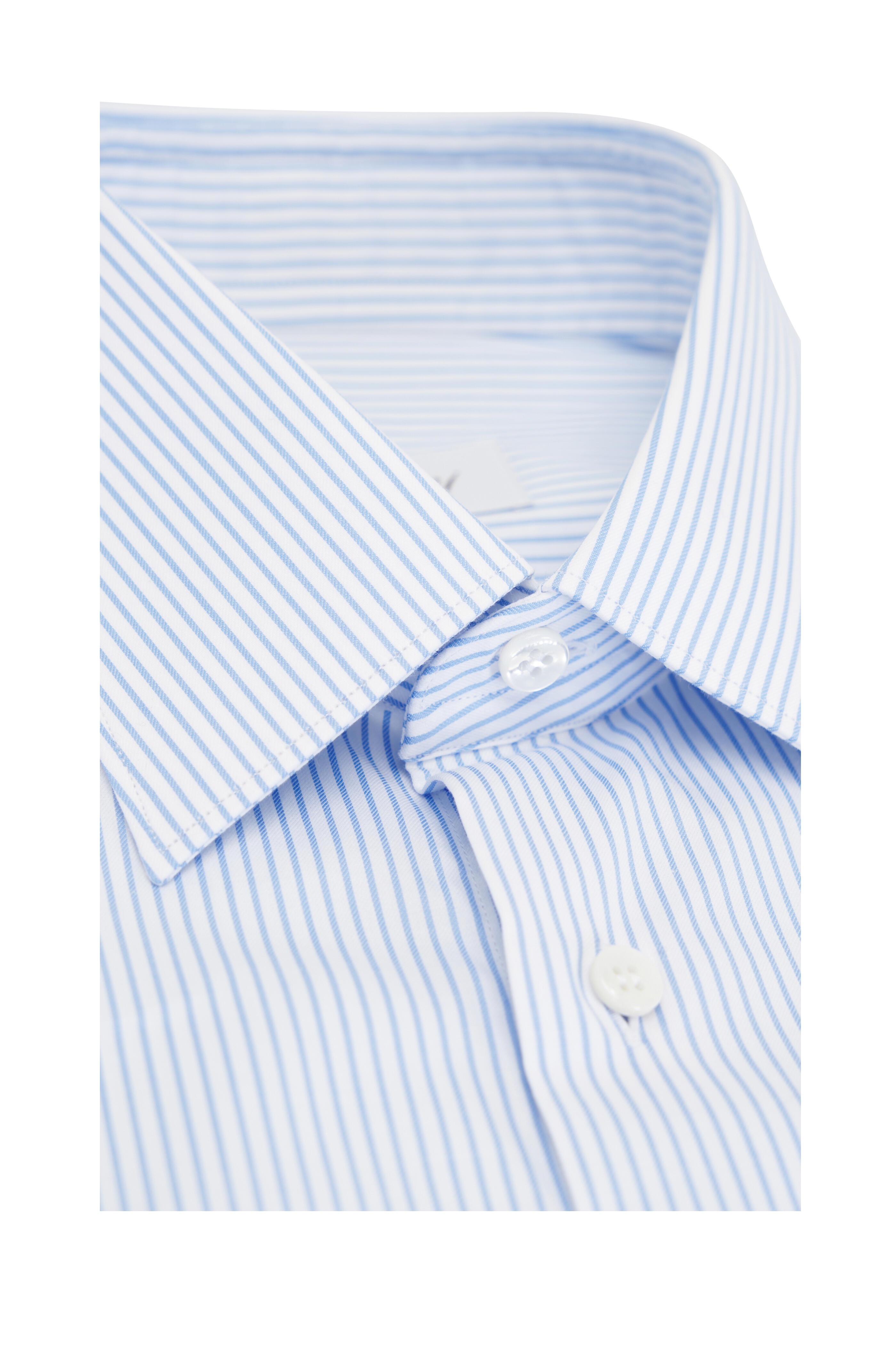 Brioni - Light Blue Stripe Cotton Dress Shirt | Mitchell Stores