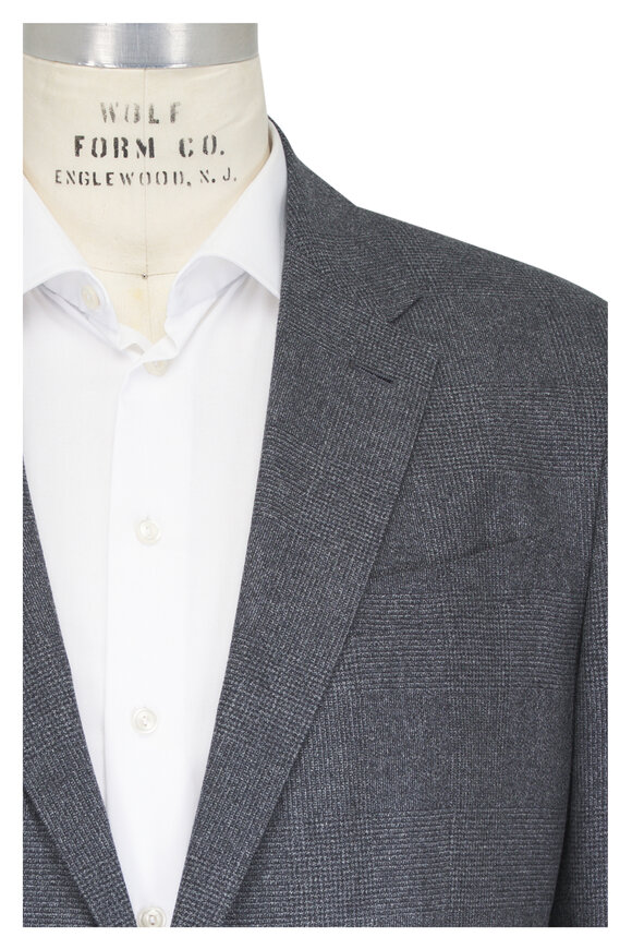 Zegna Dark Gray Prince Of Wales Wool & Cashmere Suit - view 1