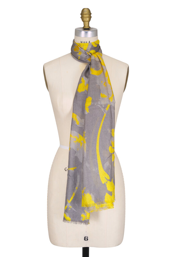 Kinross Yellow & Gray Tapestry Print Scarf - view 1