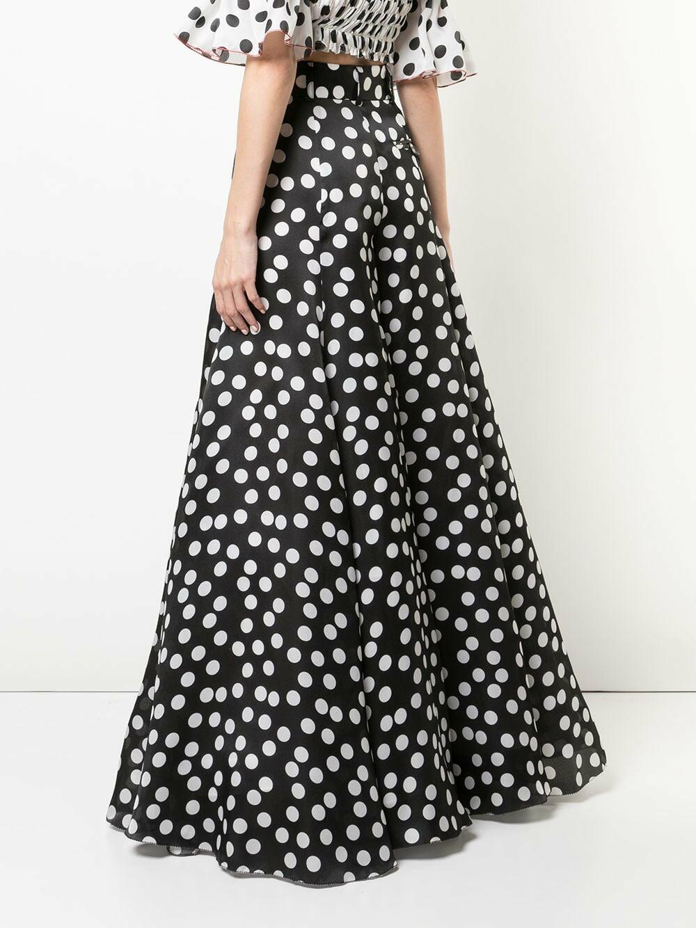 Carolina Herrera - Black & White Polka Dot Wide Leg Silk Pant
