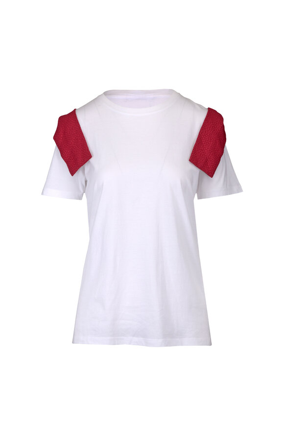 Edeline Lee Epaulette Ivory & Brick Bow T-Shirt - view 1