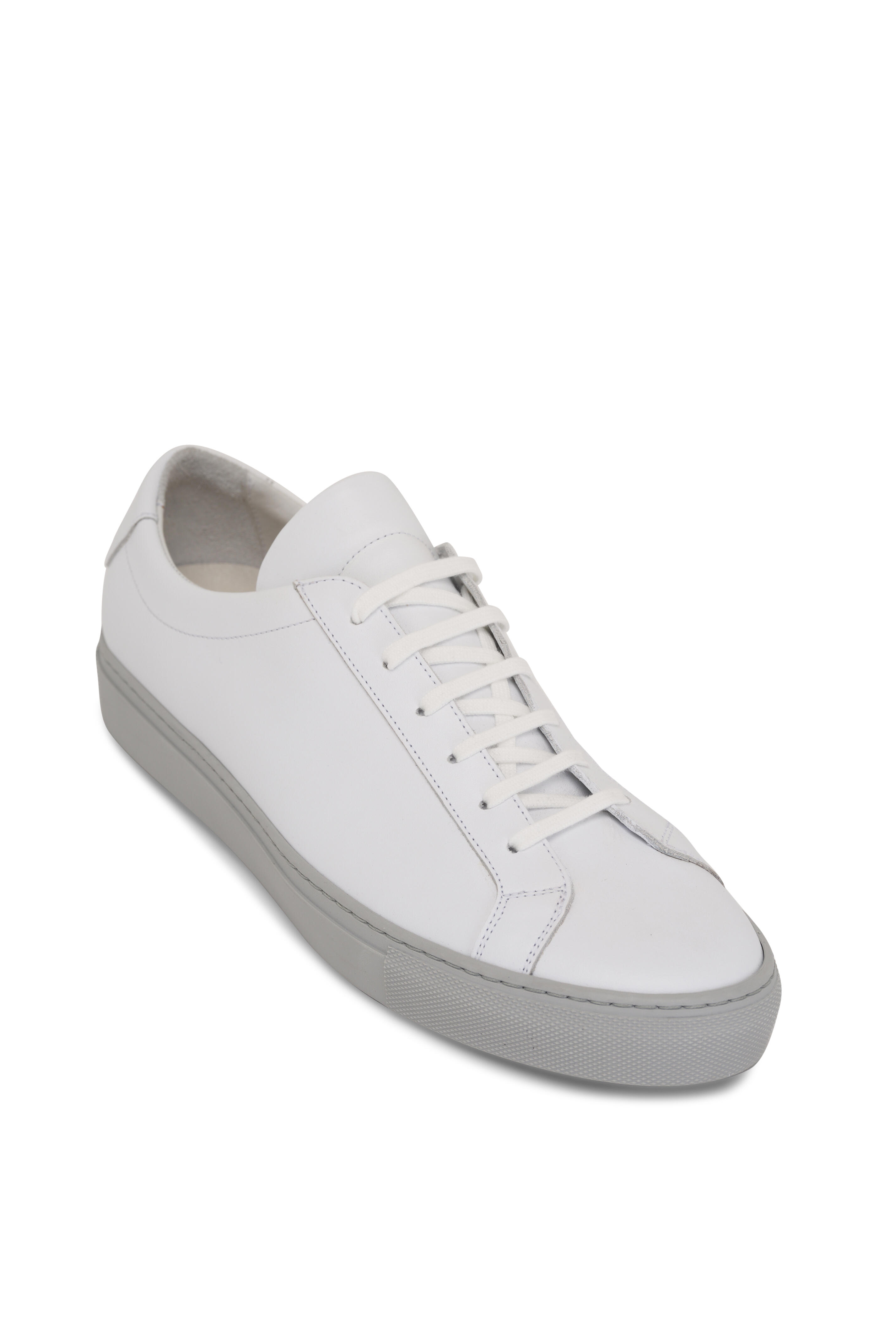 まーちLOUVREDO LJ-365DRZ-W WHITE Atelier Munro - White & Light Gray Leather Low Top Sneaker