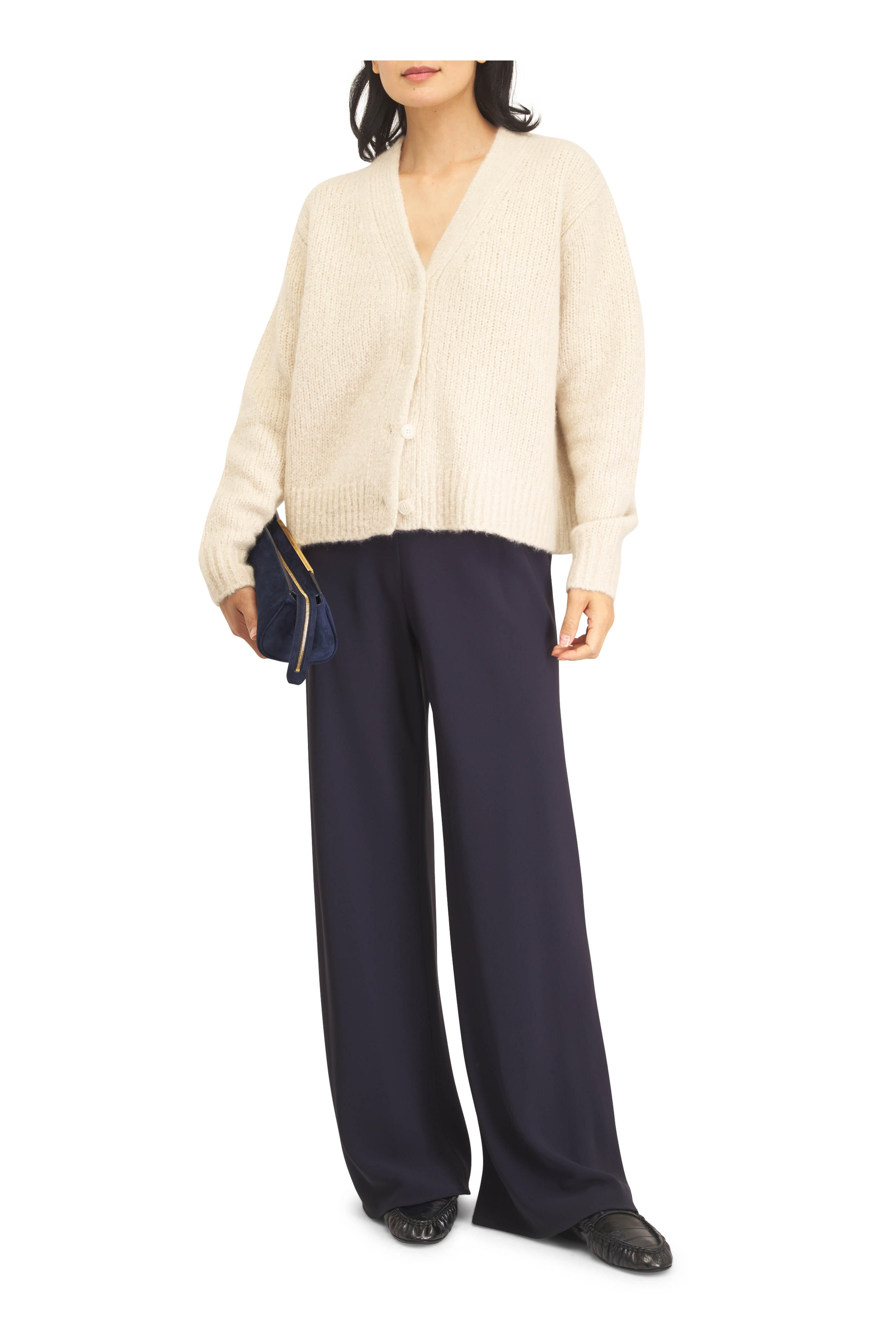 Khaite - Donna Midnight Navy Suede Evening Clutch - view 3