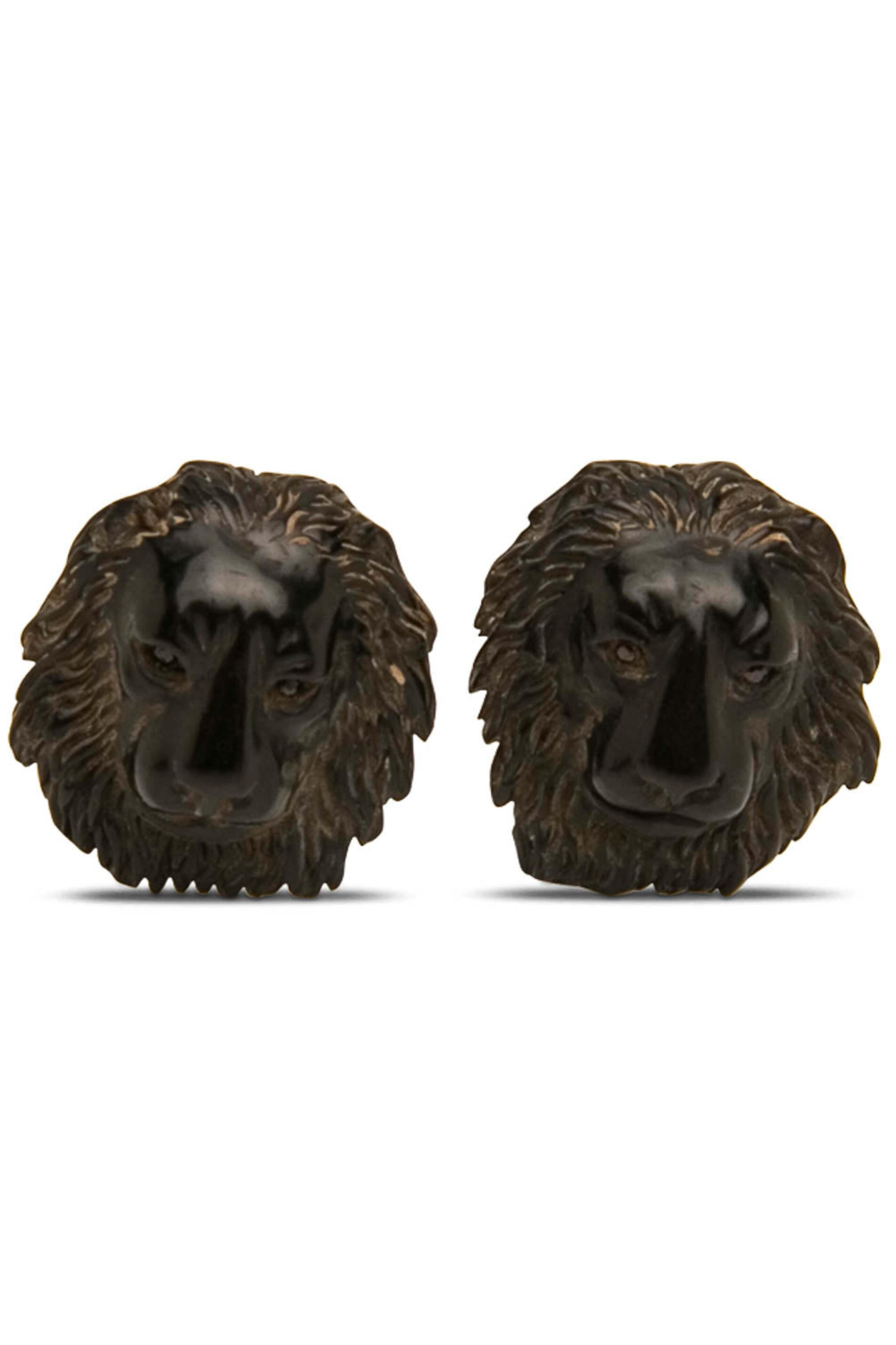 Spivey - Jet Carved Lion Head Cufflinks