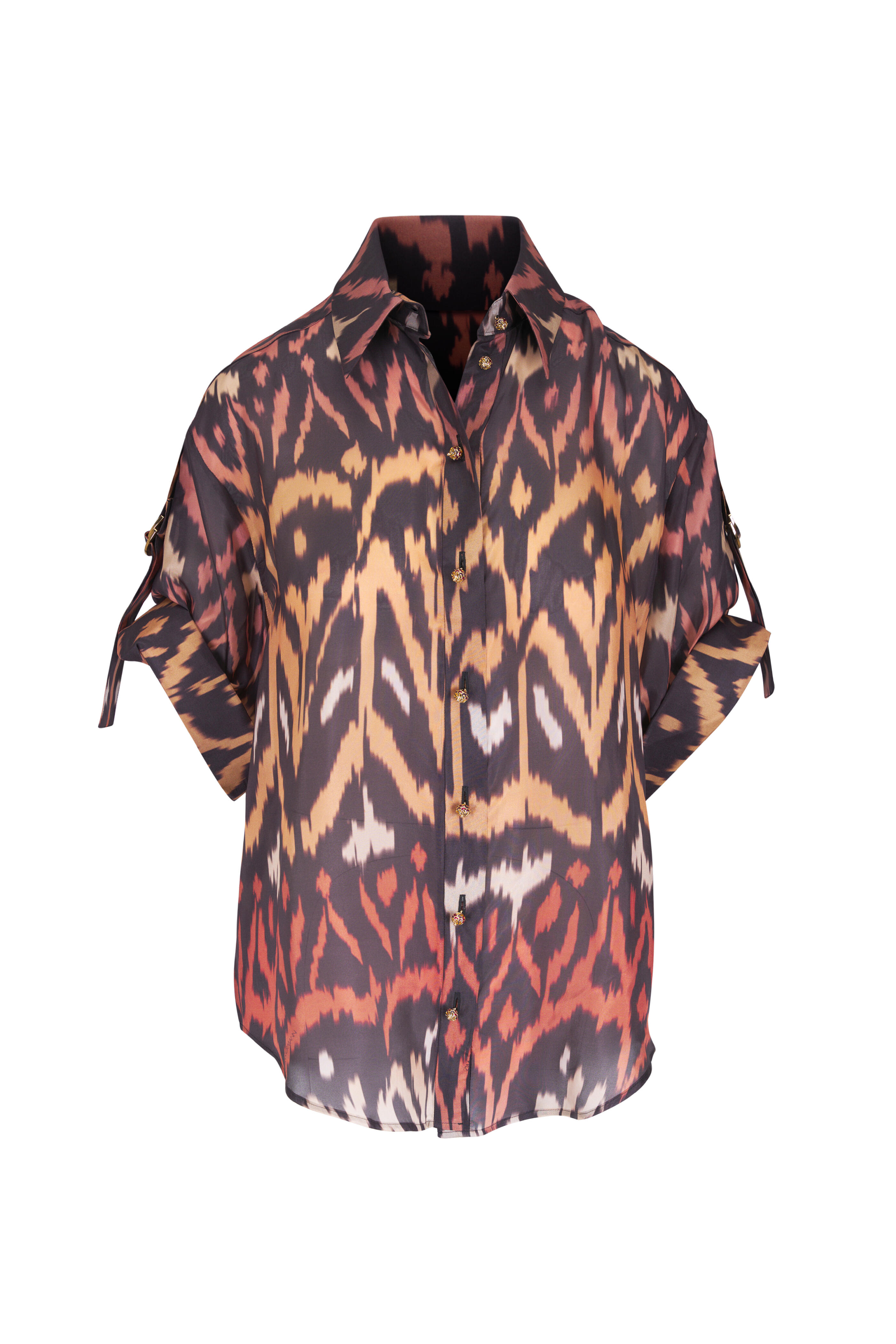 Zimmermann - Aster Charcoal Ikat Relaxed Silk Shirt - view 1