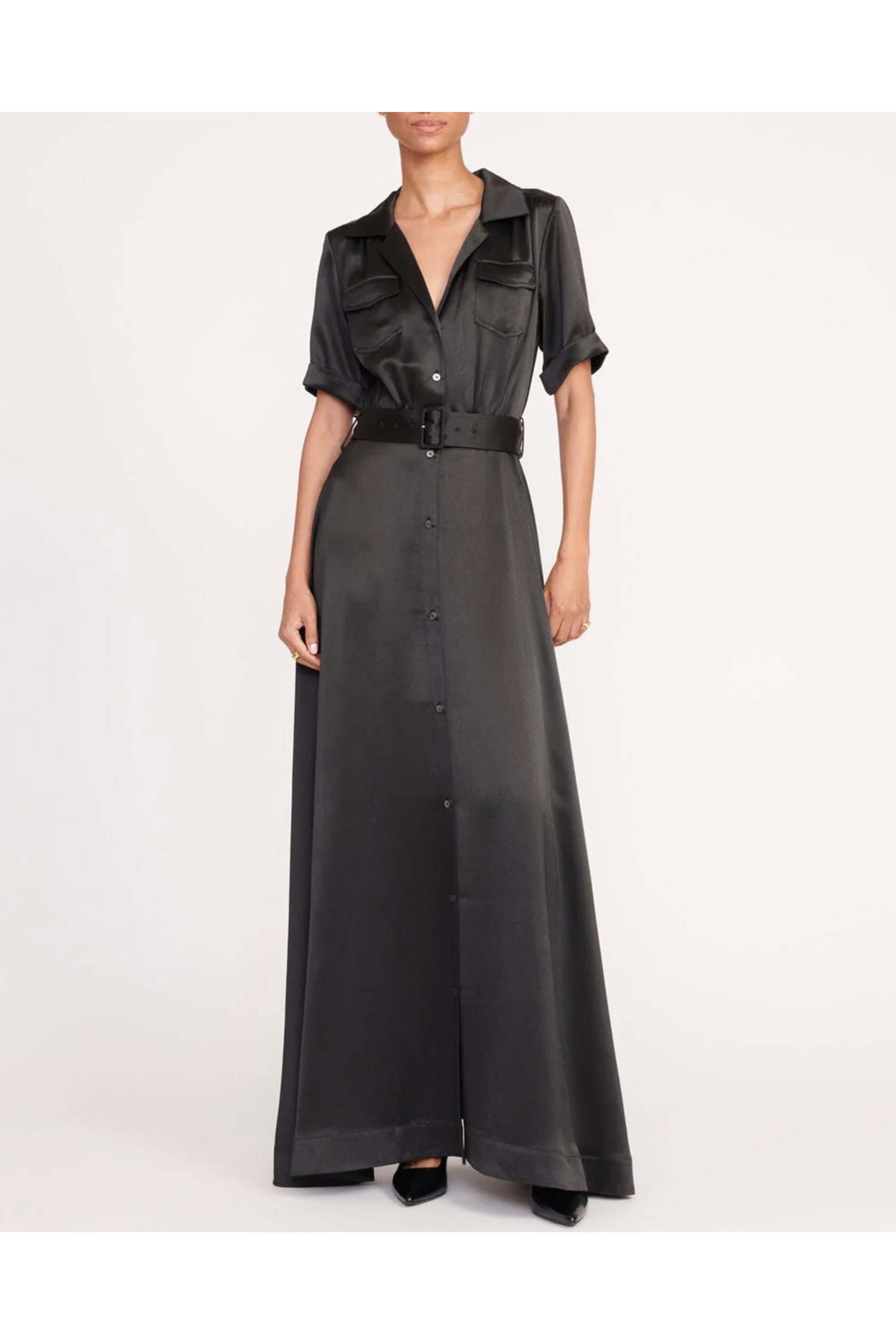 Staud - Black Satin Millie Dress