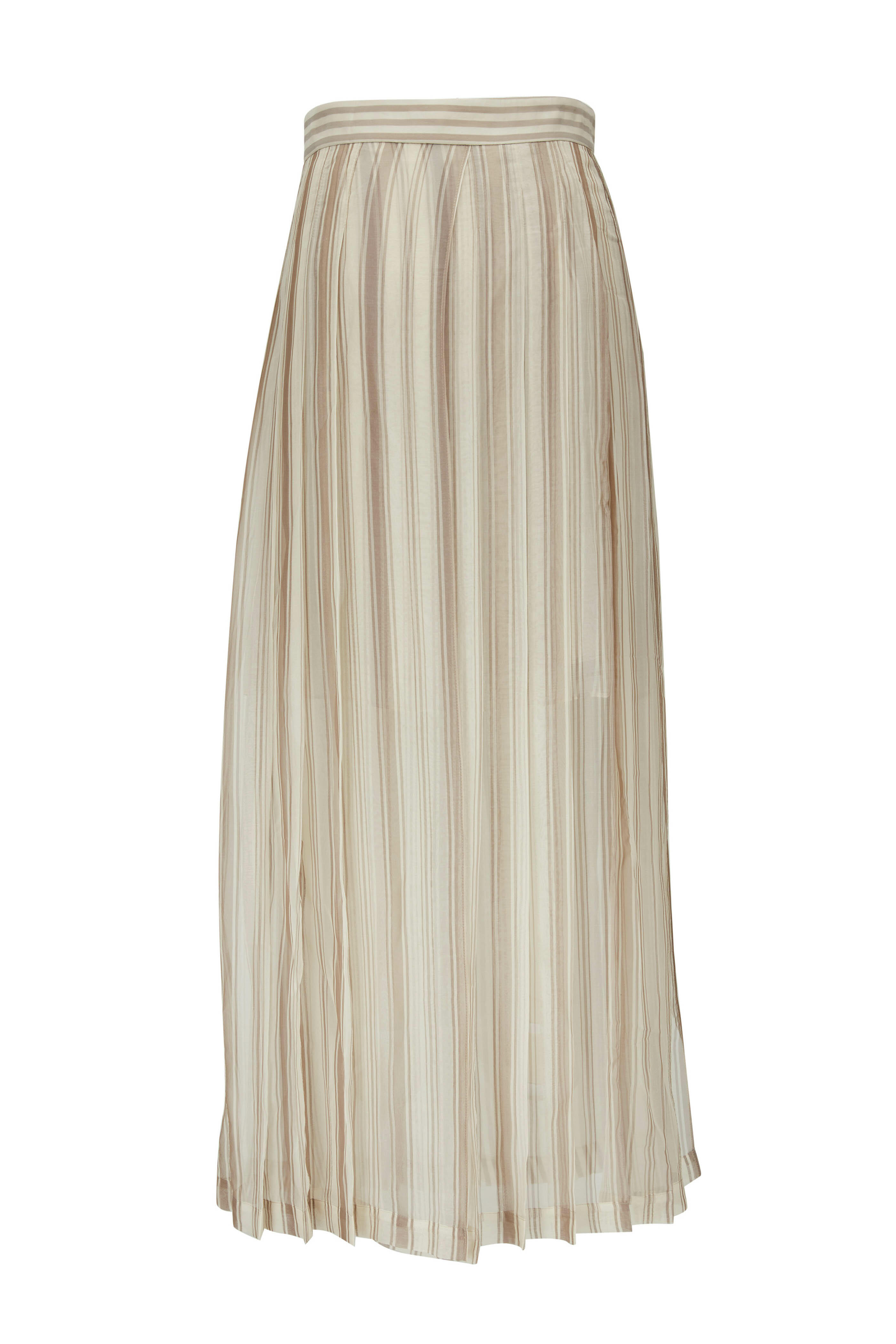 Brunello Cucinelli - Desert Silk Vertical Stripe Maxi Skirt