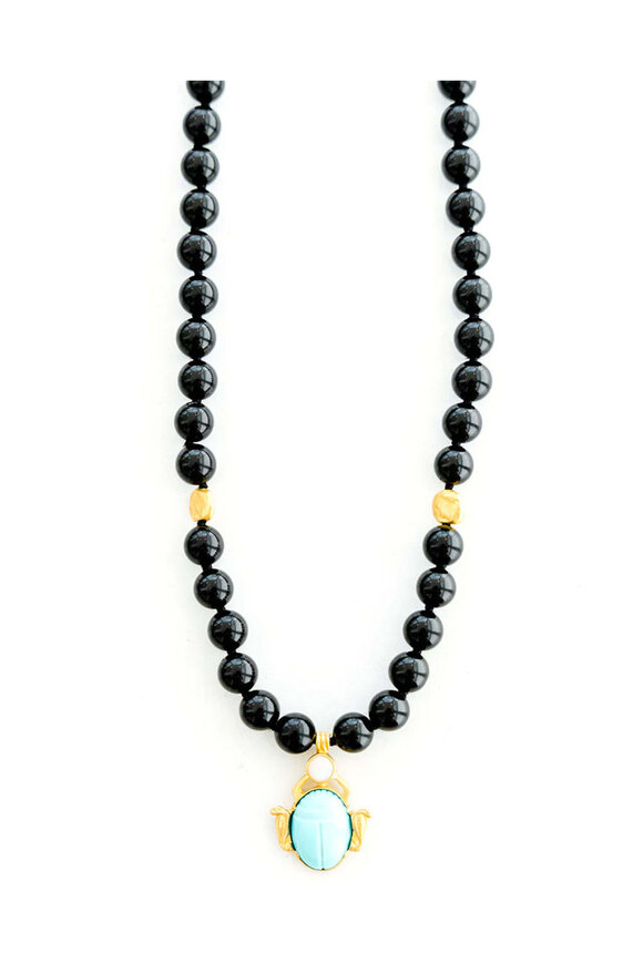 Darlene De Sedle Black Onyx Turquoise Crystal Necklace