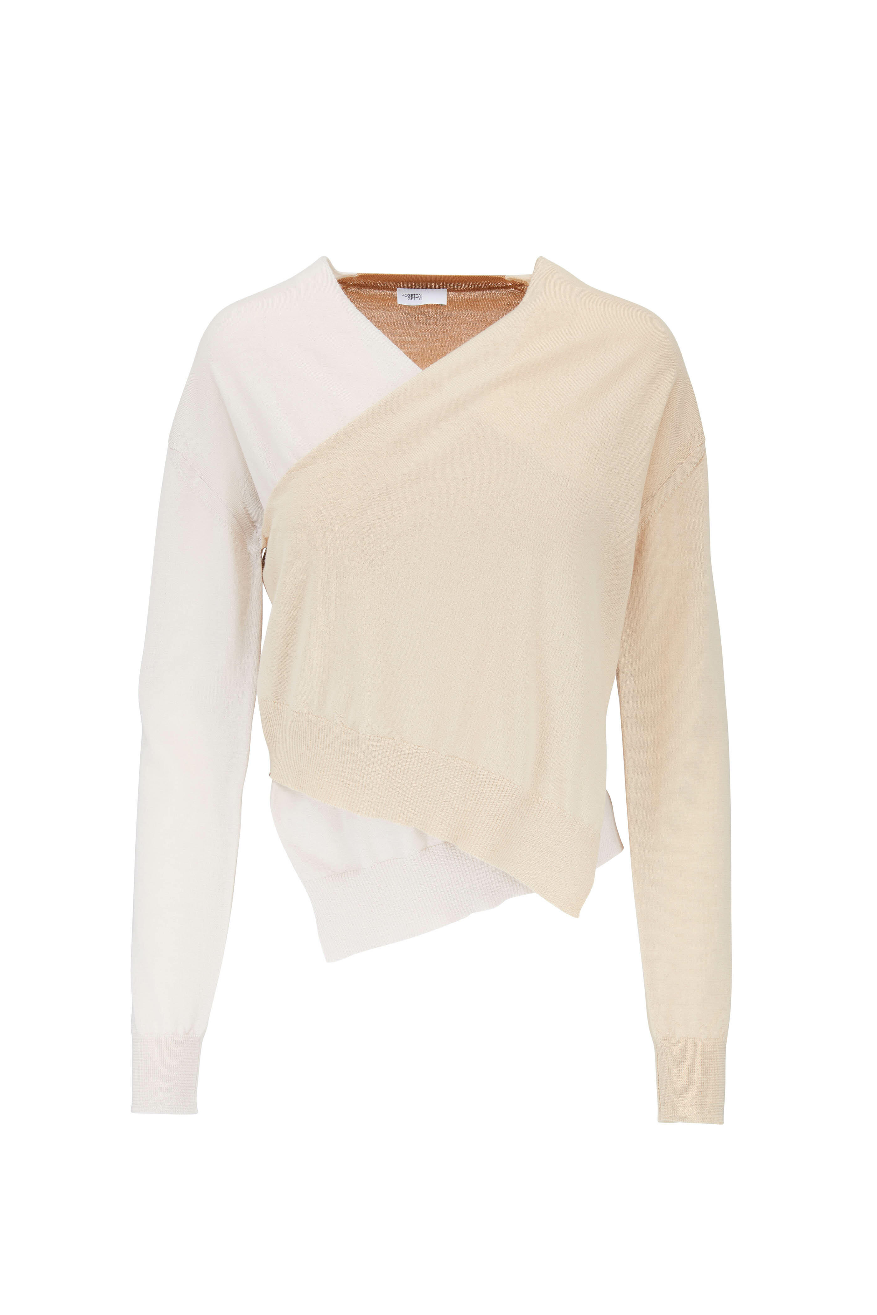 Rosetta Getty - Camel & Tan Wrap Front Wool Sweater