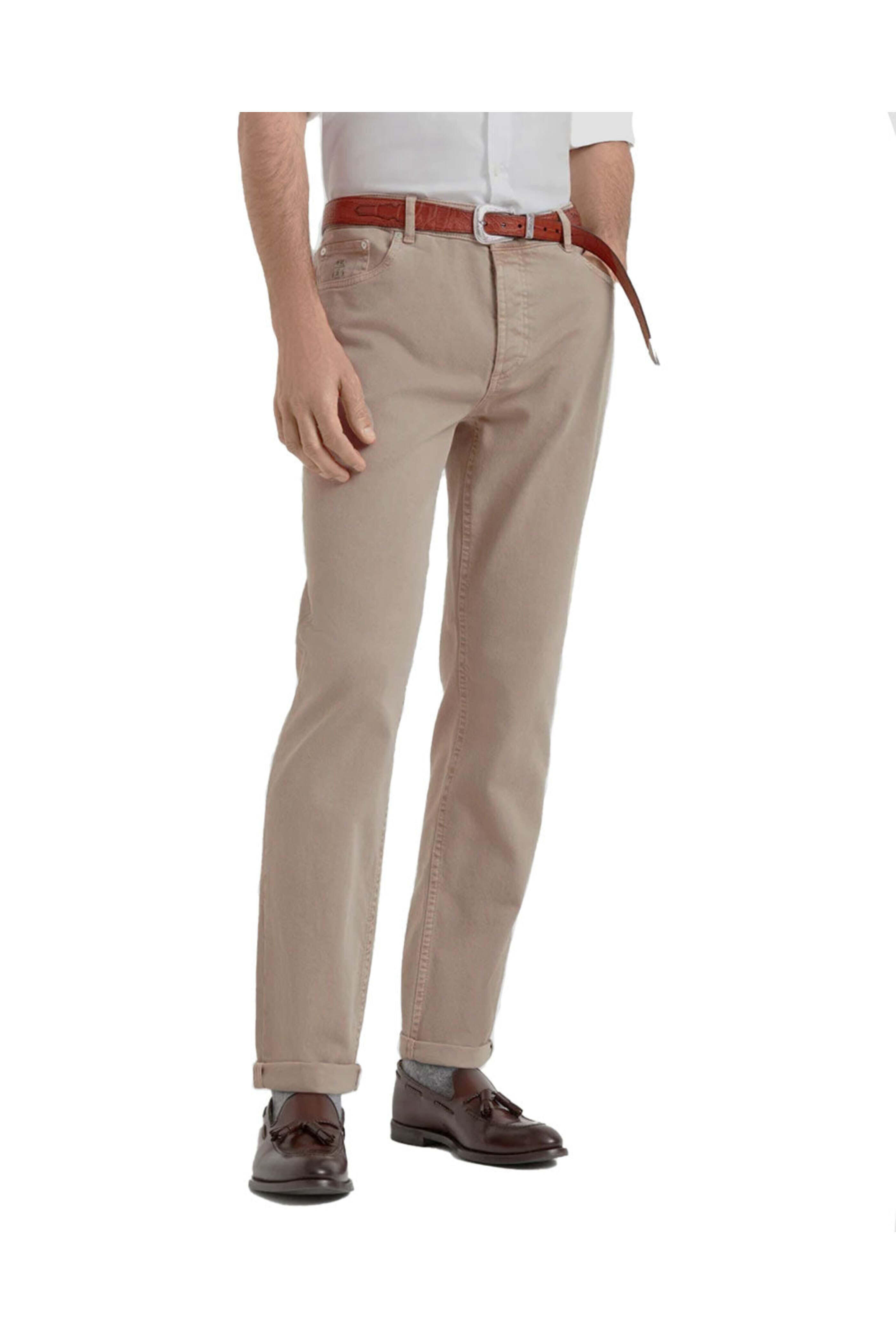 Brunello Cucinelli - Khaki 5 Pocket Denim Pants | Mitchell