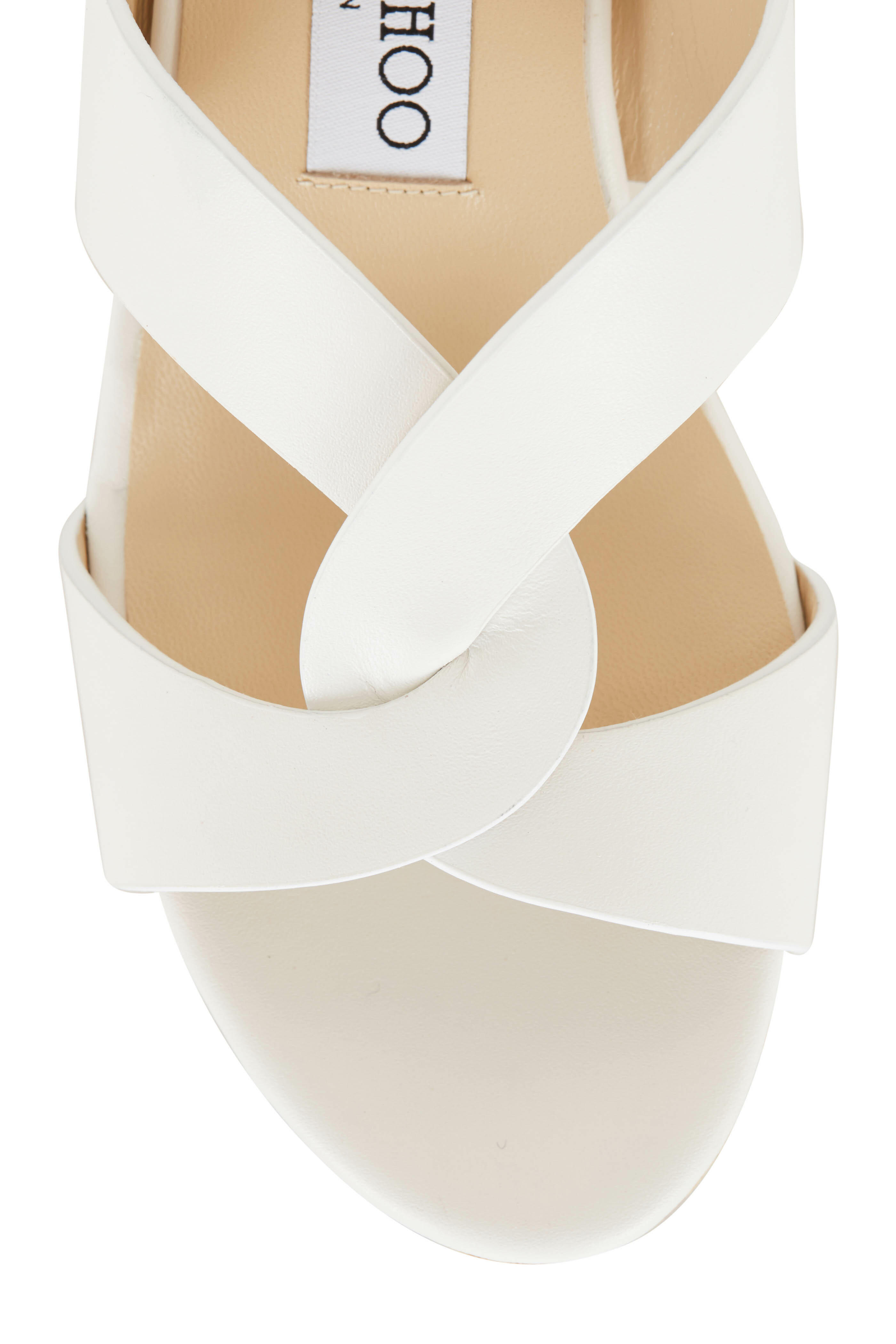 Jimmy Choo - Atia Latte Leather Cork Wedge Slide Sandal, 75mm