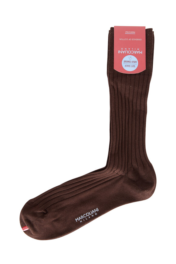 Marcoliani Dark Brown Ribbed Socks