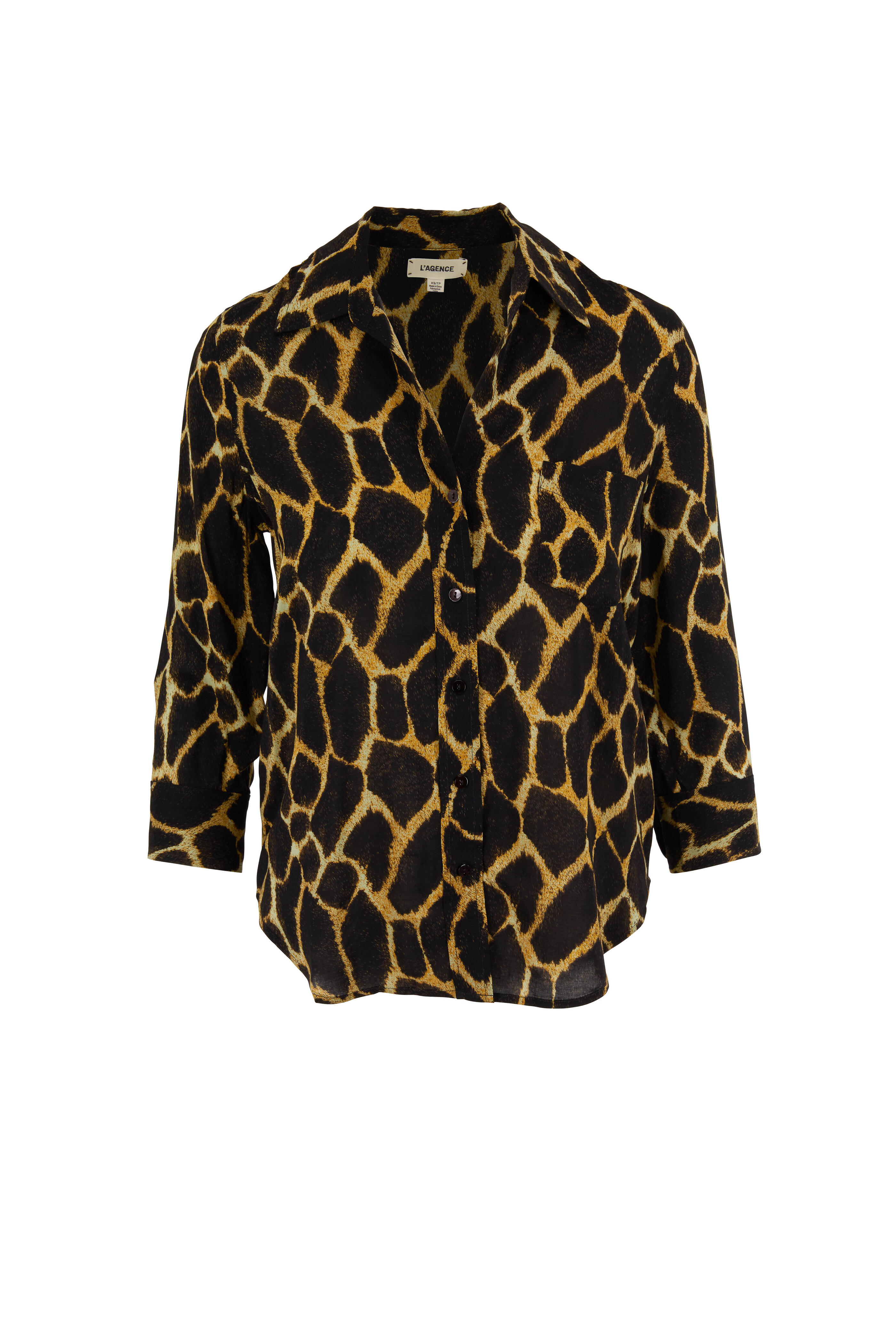 L'Agence - Ryan Safari Print Three-Quarter Sleeve Blouse