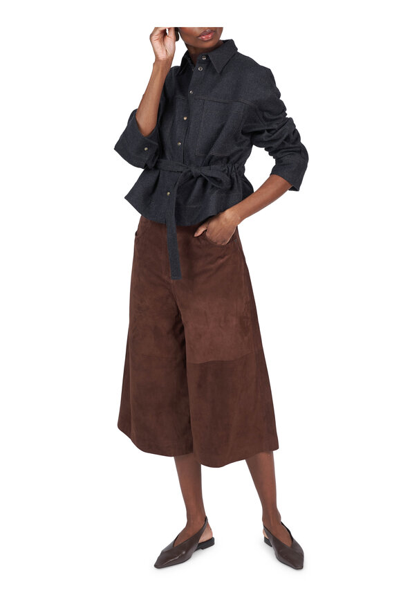 Brunello Cucinelli Dark Brown Leather Flat Slingback - view 5