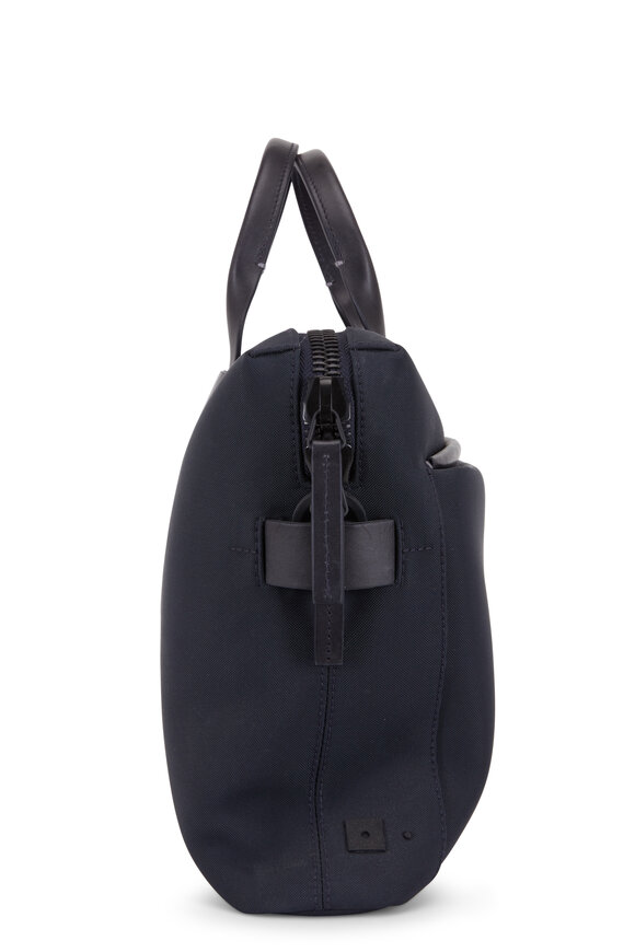 Troubadour - Navy Blue Canvas & Leather Slim Briefcase