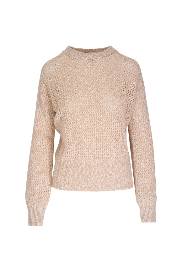 Agnona Dune Perforated Cashmere & Wool Crewneck Sweater 